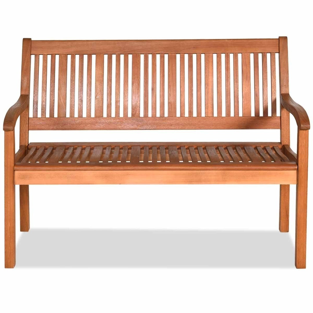 50 Wooden Bench Loveseat Patio Garden Outdoor w/ Armrest and Backrest Image 3