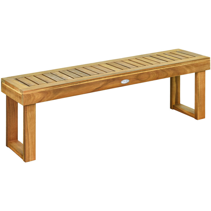 Acacia Wood Bench Dining Bench Patio Garden w/ Slatted Seat Indonesia Teak Image 3