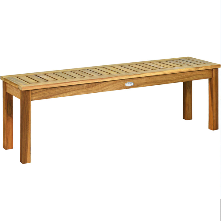 Set of 2 Acacia Wood Bench Dining Bench Patio Garden w/ Slatted Seat Indonesia Teak Image 5