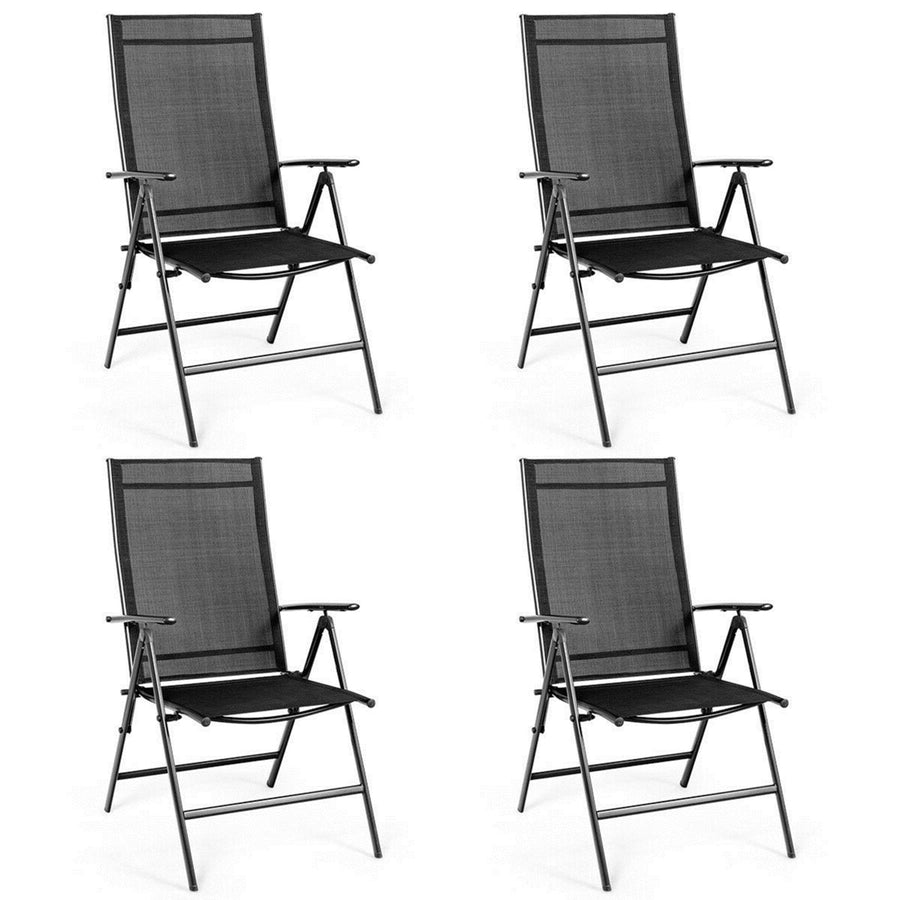 4PCS Folding Chair Patio Garden Outdoor w/ Steel Frame Adjustable Backrest Image 1