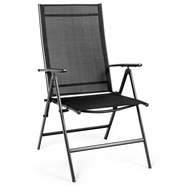 2PCS Folding Chair Patio Garden Outdoor w/ Steel Frame Adjustable Backrest Image 5