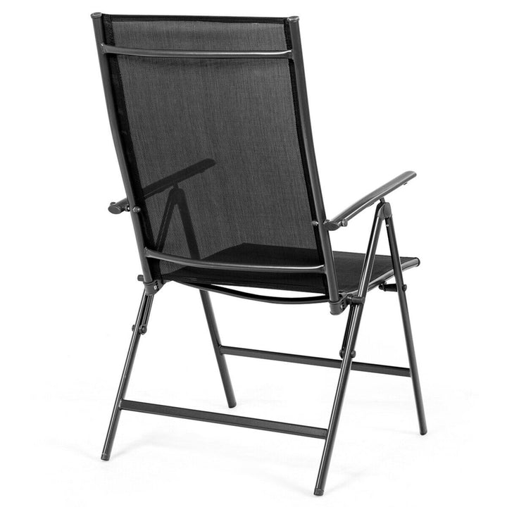 4PCS Folding Chair Patio Garden Outdoor w/ Steel Frame Adjustable Backrest Image 7