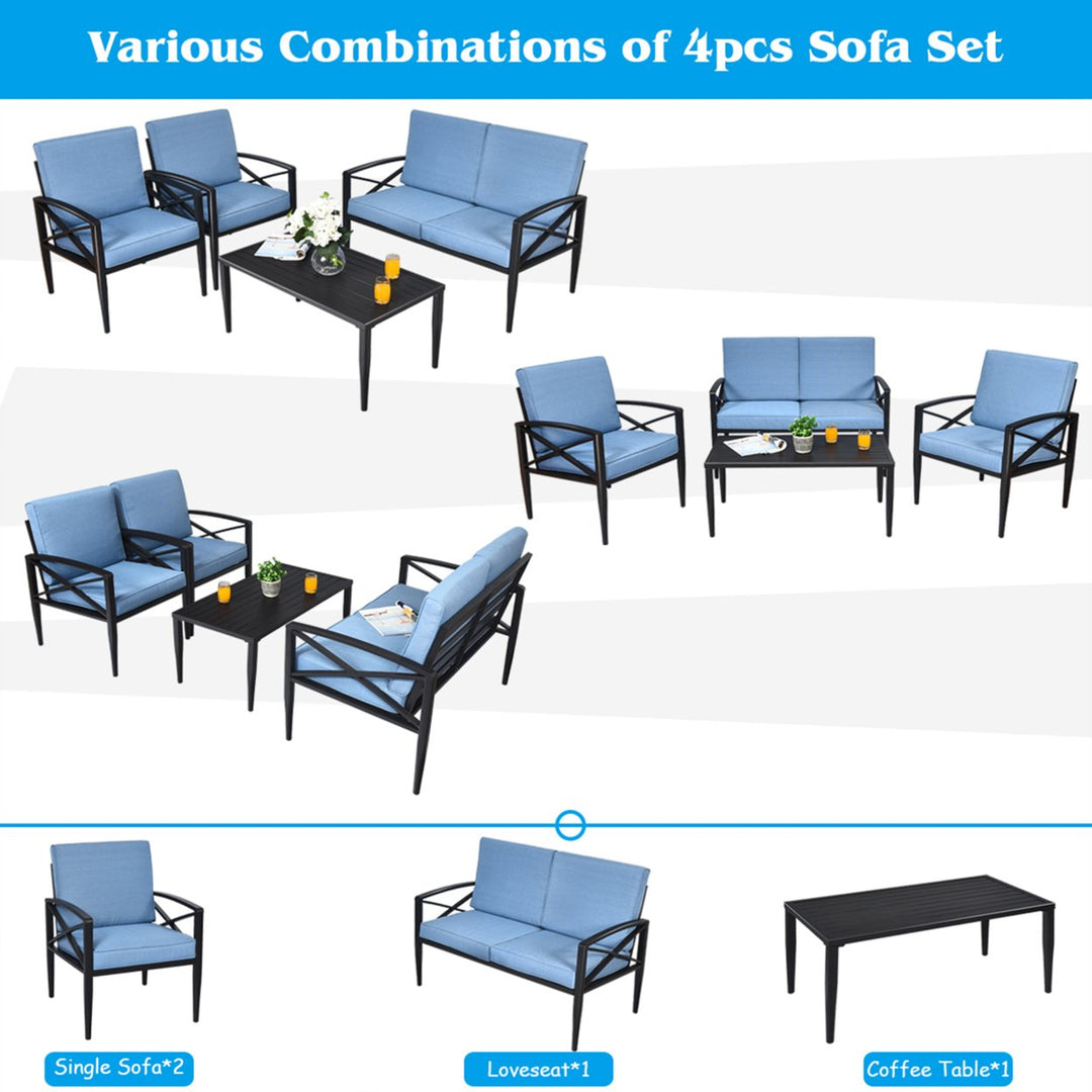 8PCS Patio Sofa Conversation Set Outdoor Furniture Set Yard w/ Cushion Image 7