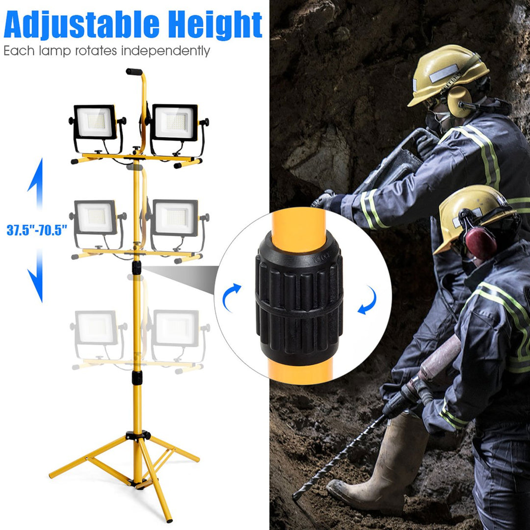 100W 10,000lm LED Dual-Head Work Light w/Adjustable Tripod Stand IP65 Waterproof Image 6