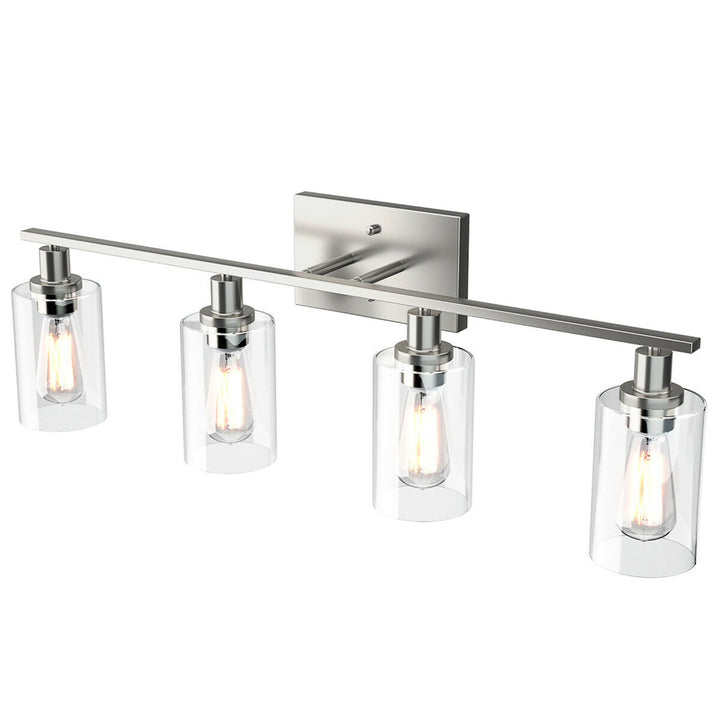 4-Light Wall Sconce Modern Bathroom Vanity Light Fixtures w/ Clear Glass Shades Image 10