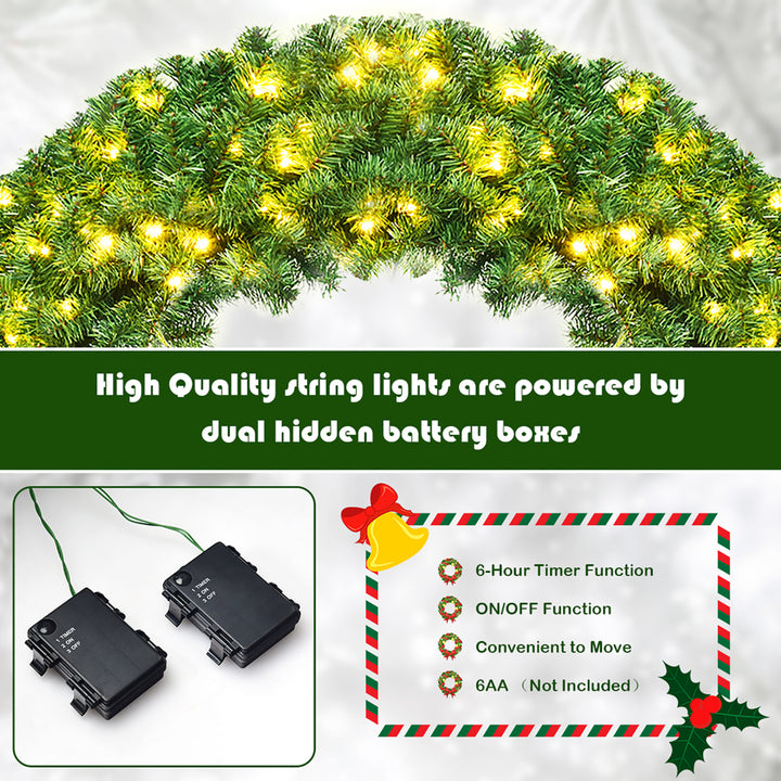 48 Pre-lit Cordless Artificial Christmas Wreath 714 Tips w/ 200 LED LightandTimer Image 8