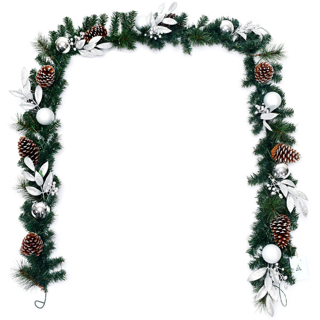 9ft Pre-Lit Artificial Christmas Garland with Mixed Decorations and LED Lights Image 8