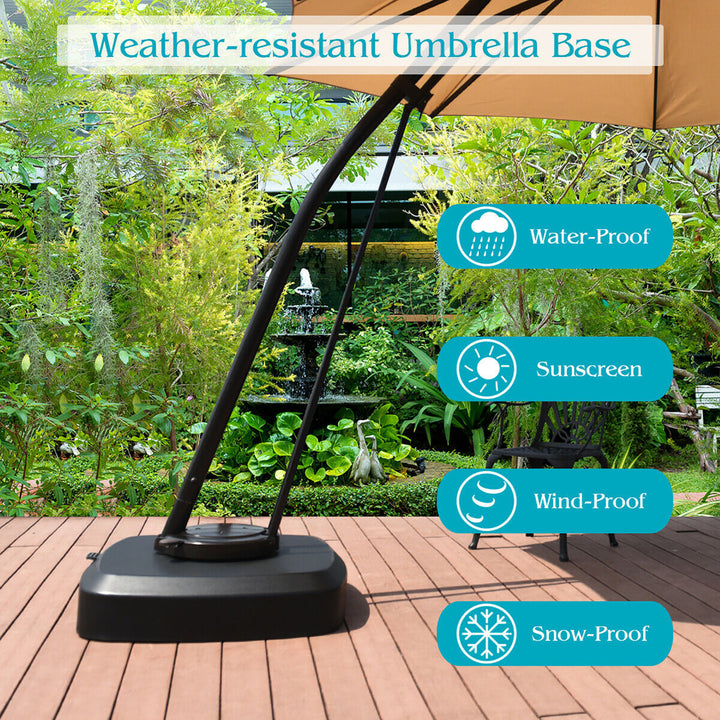 330LBS Umbrella Weight Base Water/Sand Filled Offset Umbrella Foot Pedal W/Wheel Image 7