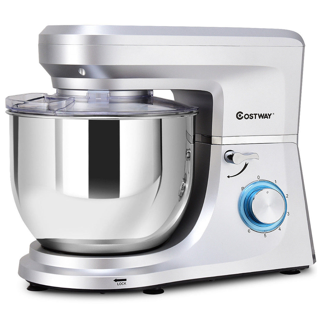 Tilt-Head Stand Mixer 7.5 Quart 6 Speed 660W w/Dough Hook, Whisk and Beater Silver Image 6