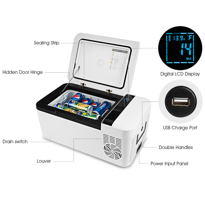 16 Quart Portable Car Refrigerator Mini Cooler/ Freezer Compressor Camping Image 8