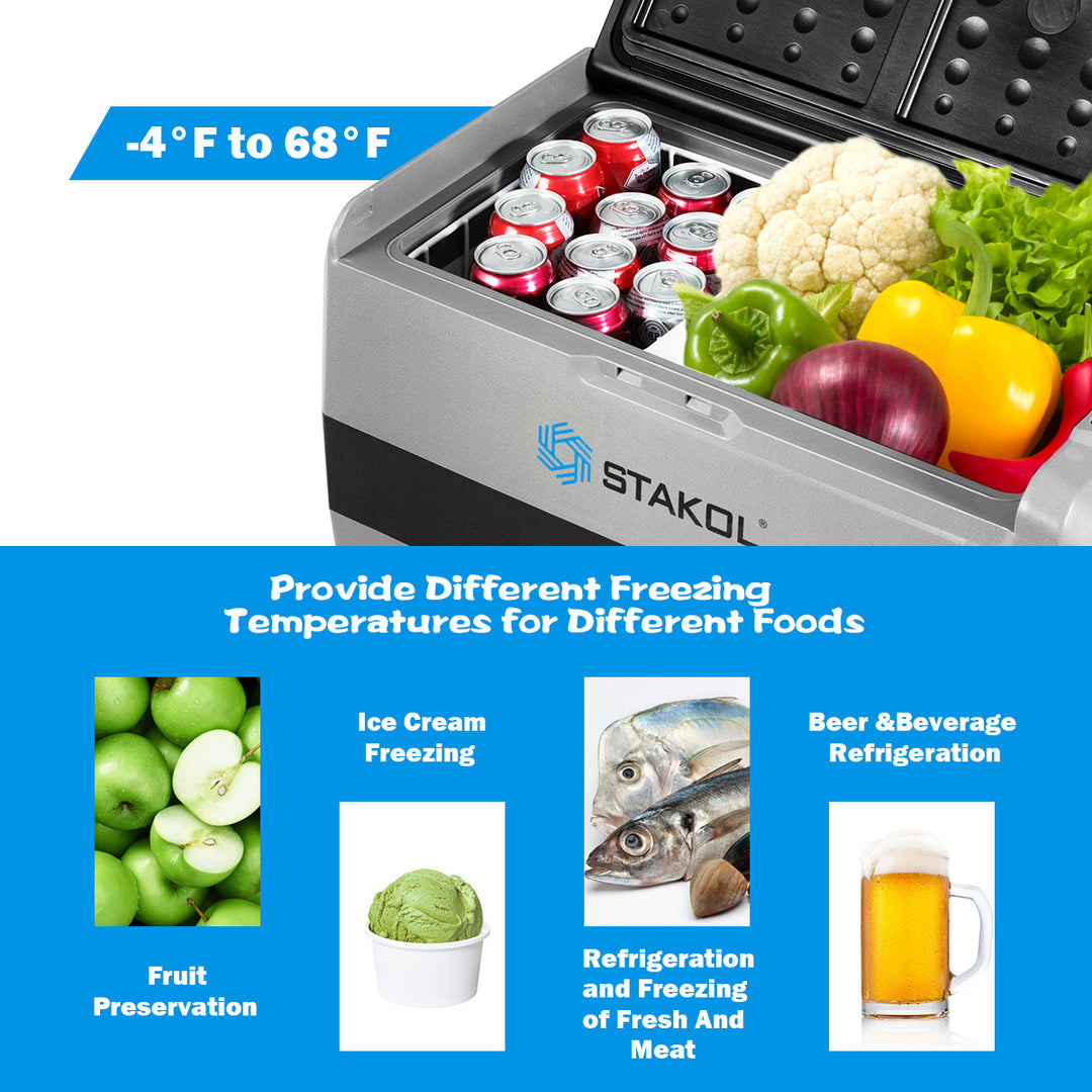 STAKOL 53 Quarts Portable Electric Car Cooler Refrigerator/Freezer Wheels Camping Image 10