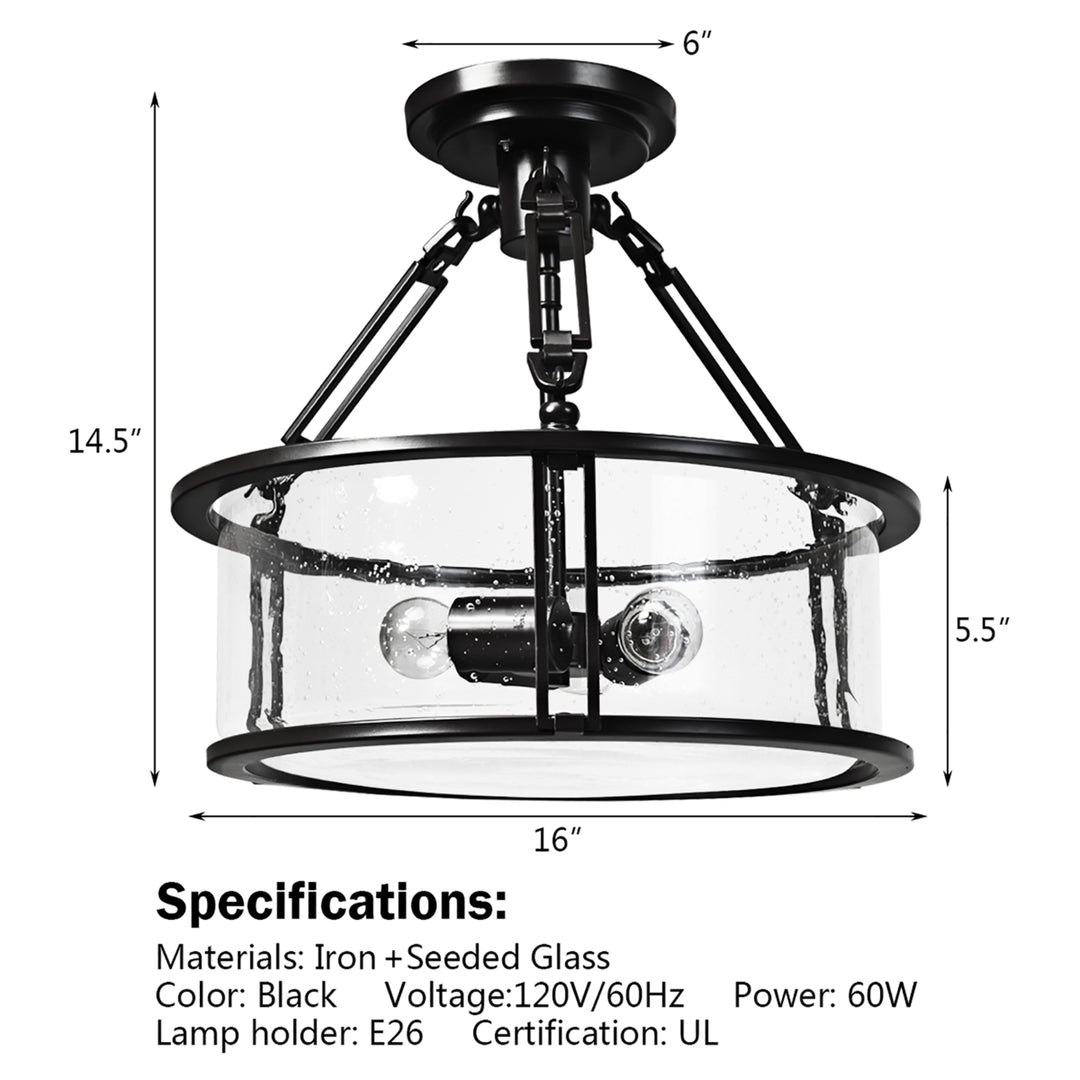 Semi Flush Mount Ceiling Light 3-Light Industrial Bubble Glass Pendant Lamp Image 9