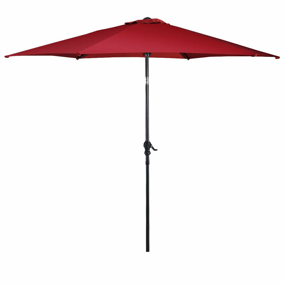 10FT Patio Umbrella 6 Ribs Market Steel Tilt W/ Crank Outdoor Garden Burgundy Image 9