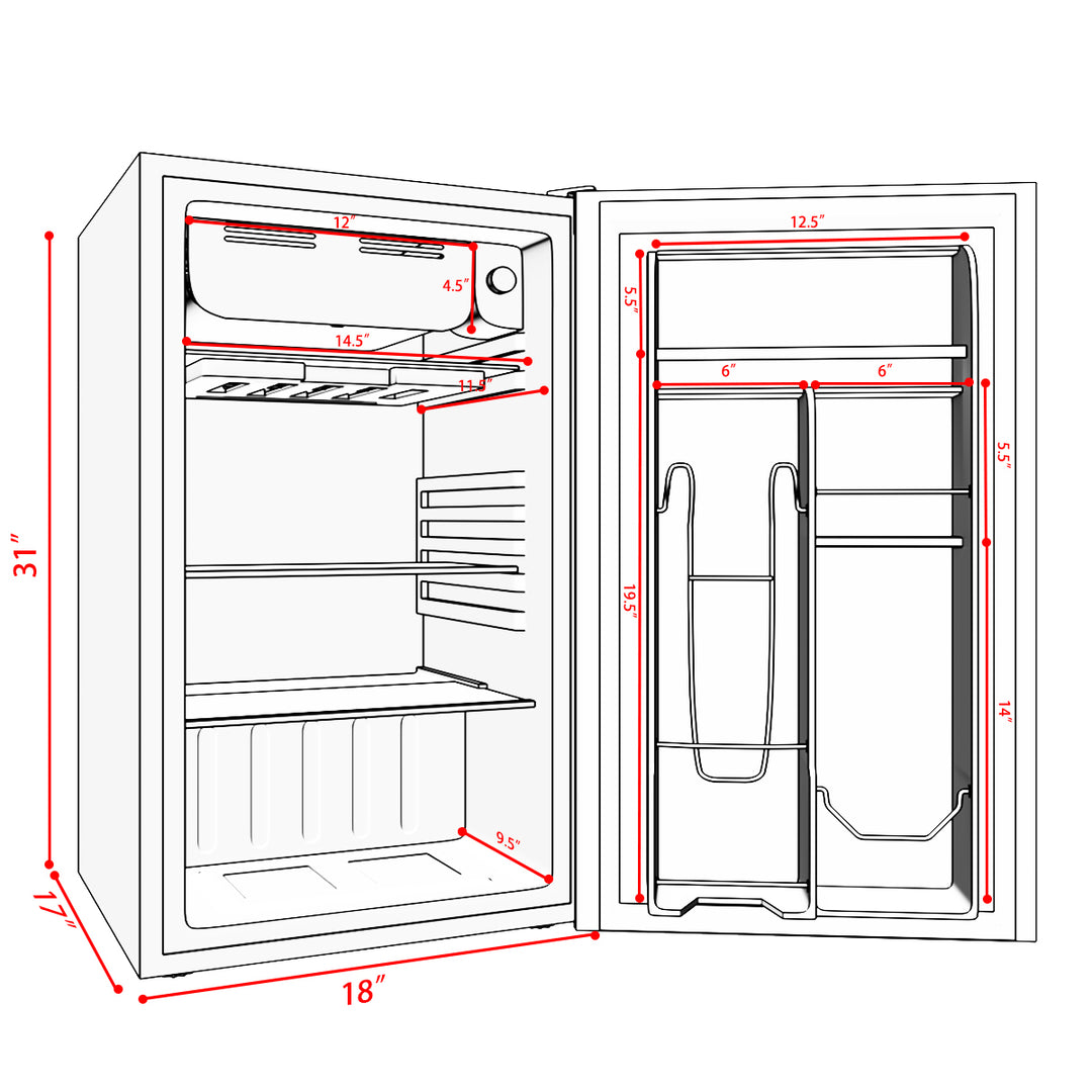 3.2 Cu.Ft. Compact Refrigerator Mini Dorm Small Fridge Freezer Reversible Door Image 7