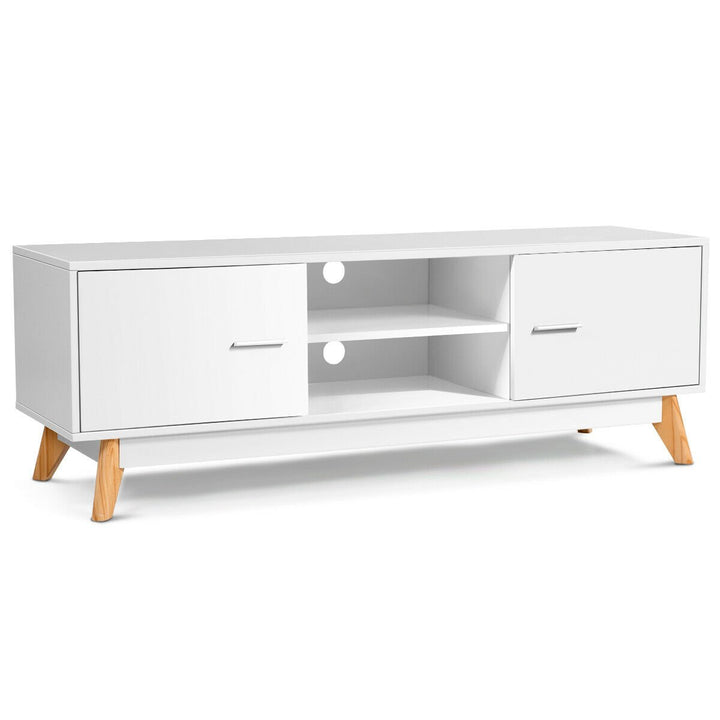 TV Stand Entertainment Center Console Cabinet Stand 2 Doors Shelves White Image 8