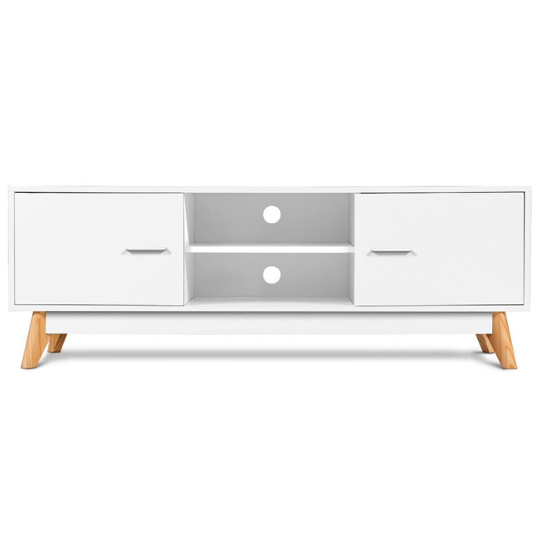 TV Stand Entertainment Center Console Cabinet Stand 2 Doors Shelves White Image 9