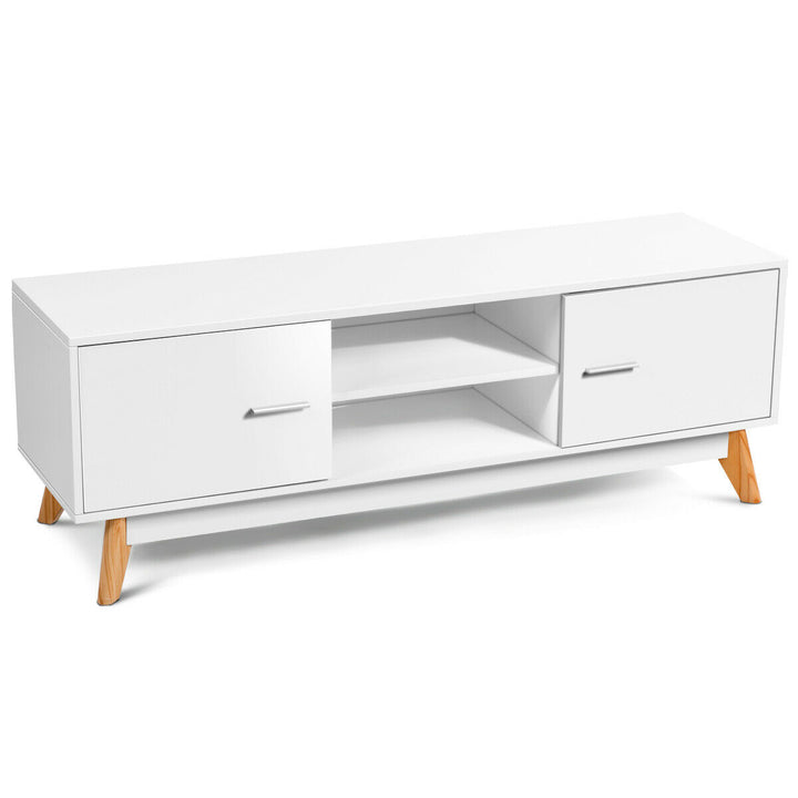 TV Stand Entertainment Center Console Cabinet Stand 2 Doors Shelves White Image 10