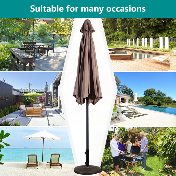 10FT Patio Umbrella 6 Ribs Market Steel Tilt W/ Crank Outdoor Garden Tan Image 6