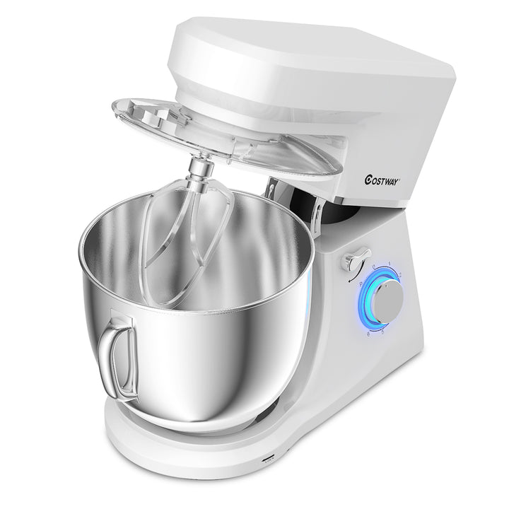 Tilt-Head Stand Mixer 7.5 Qt 6 Speed 660W with Dough Hook, Whisk and Beater White Image 10