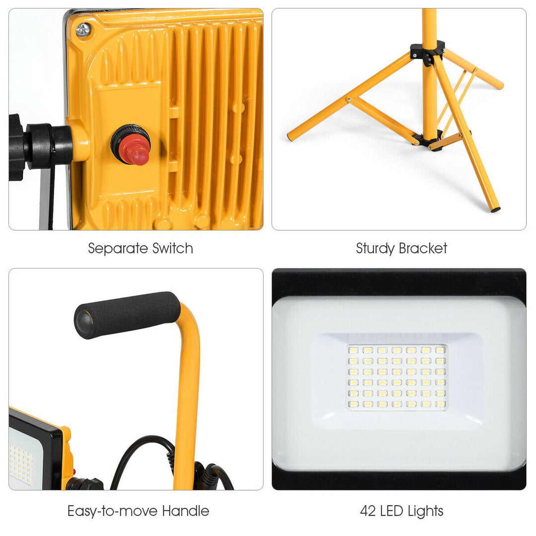 60W 6000lm Dual-Head LED Work Light w/ Adjustable Metal Tripod Stand Waterproof Image 8