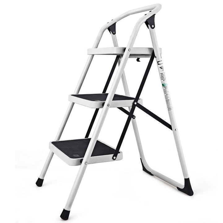 3 Step Lightweight Ladder HD Platform Foldable Stool 330 LB Cap. Saving Space Image 9