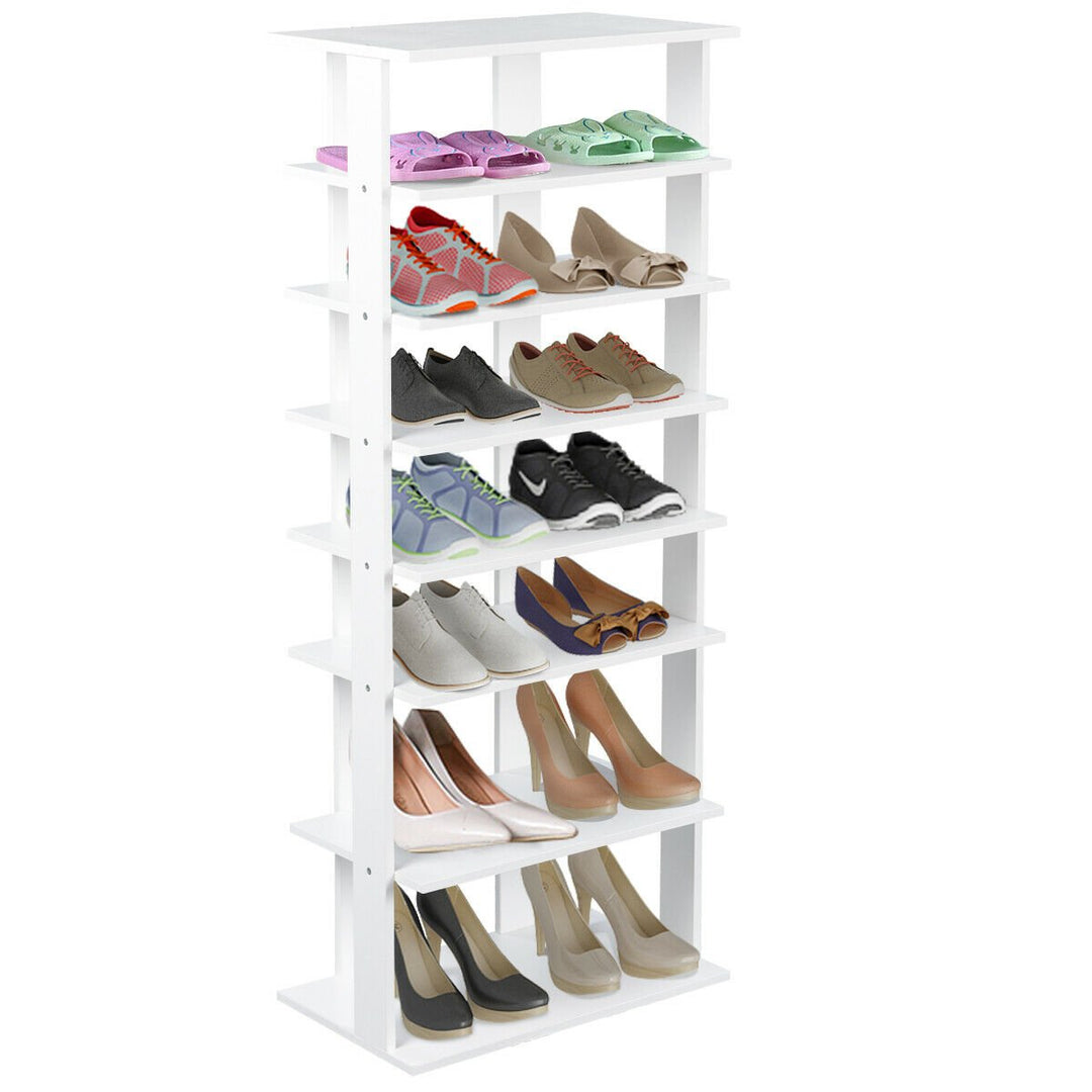 Patented Wooden Shoes Storage Stand 7 Tiers Big Shoe Rack Organizer Multi-Shoe Rack Image 1