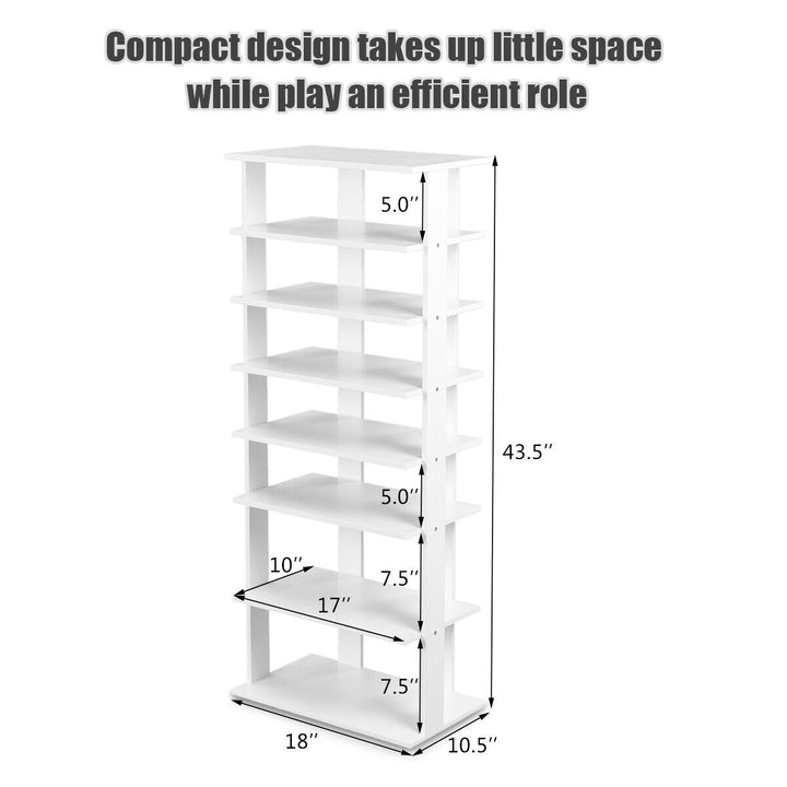 Patented Wooden Shoes Storage Stand 7 Tiers Big Shoe Rack Organizer Multi-Shoe Rack Image 2