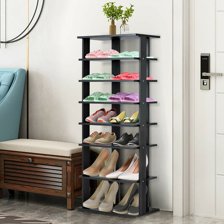 Patented 7-Tier Dual Shoe Rack Practical Free Standing Shelves Storage Shelves Concise Image 4