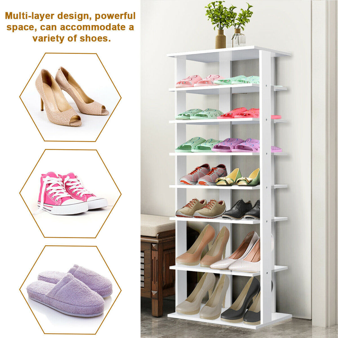 Patented Wooden Shoes Storage Stand 7 Tiers Big Shoe Rack Organizer Multi-Shoe Rack Image 6