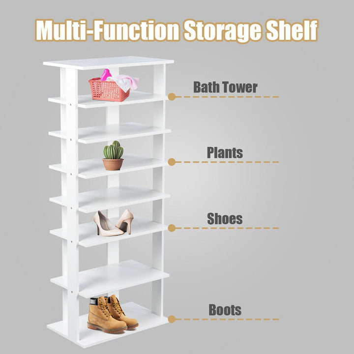 Patented Wooden Shoes Storage Stand 7 Tiers Big Shoe Rack Organizer Multi-Shoe Rack Image 7