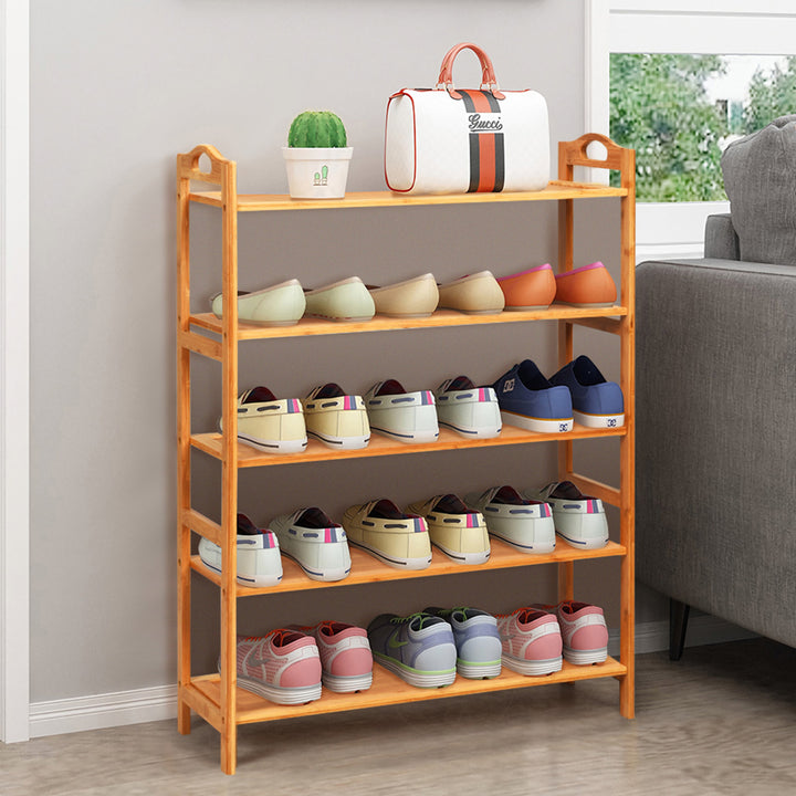 5-Tier Bamboo Shoe Rack FreeStanding Shoe Shelf Entryway Shoe Storage Organizer Image 3