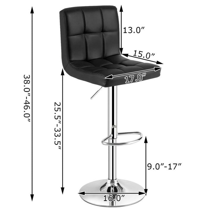 Set of 4 PU Leather Bar Stool Swivel Bar Chair w/ Adjustable Height Black Image 2