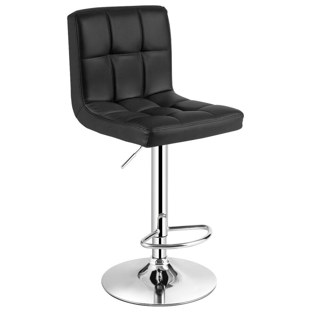 Set of 4 PU Leather Bar Stool Swivel Bar Chair w/ Adjustable Height Black Image 5