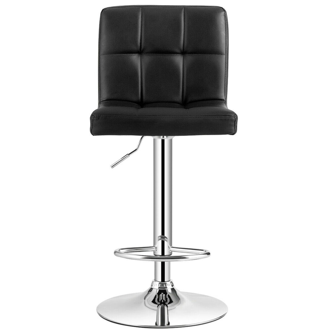 Set of 4 PU Leather Bar Stool Swivel Bar Chair w/ Adjustable Height Black Image 6