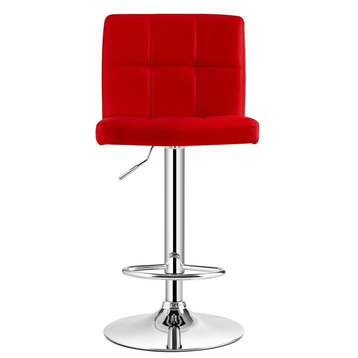 Set of 4 PU Leather Bar Stool Swivel Bar Chair w/ Adjustable Height Red Image 6