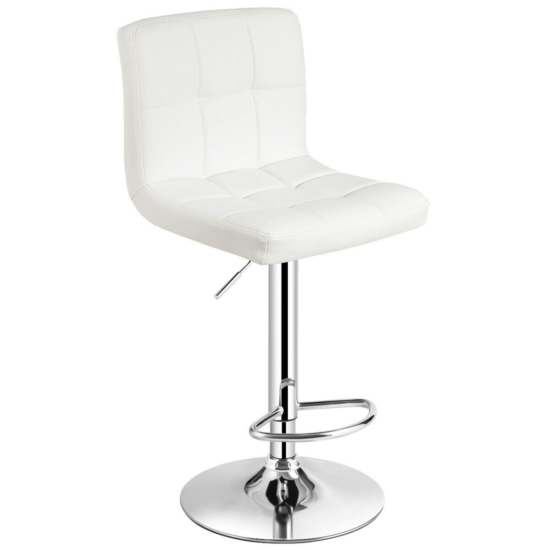 Set of 4 PU Leather Bar Stool Swivel Bar Chair w/ Adjustable Height White Image 5