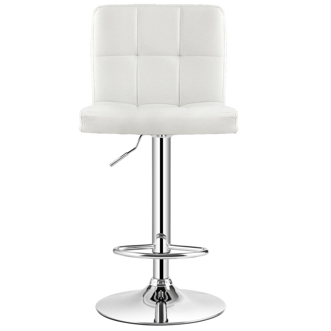 Set of 4 PU Leather Bar Stool Swivel Bar Chair w/ Adjustable Height White Image 6