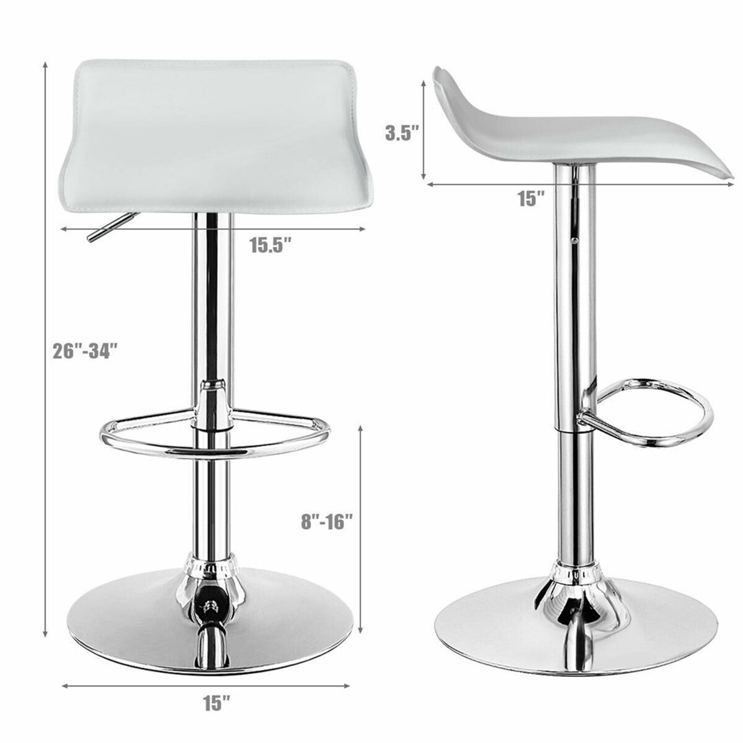 Set of 4 Swivel Bar Stool PU Leather Adjustable Kitchen Counter Bar Chair White Image 2