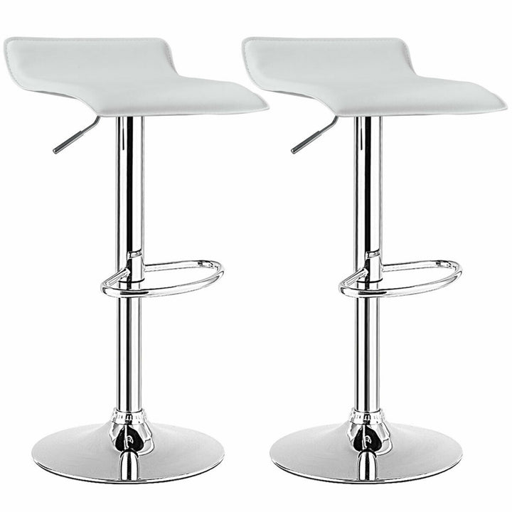 Set of 4 Swivel Bar Stool PU Leather Adjustable Kitchen Counter Bar Chair White Image 5