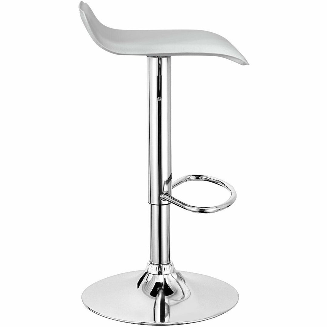 Set of 4 Swivel Bar Stool PU Leather Adjustable Kitchen Counter Bar Chair White Image 6