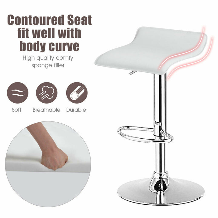 Set of 4 Swivel Bar Stool PU Leather Adjustable Kitchen Counter Bar Chair White Image 10