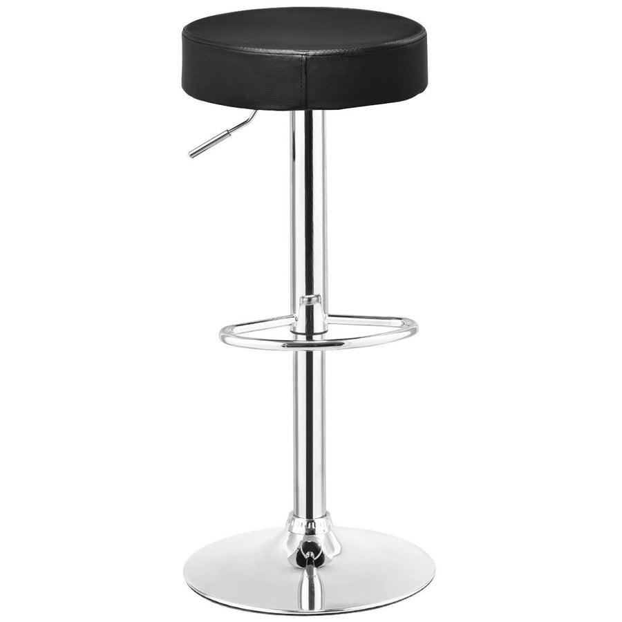 1 PC Bar Stool Round Leather Seat Chrome Leg Adjustable Hydraulic Swivel Black Image 1