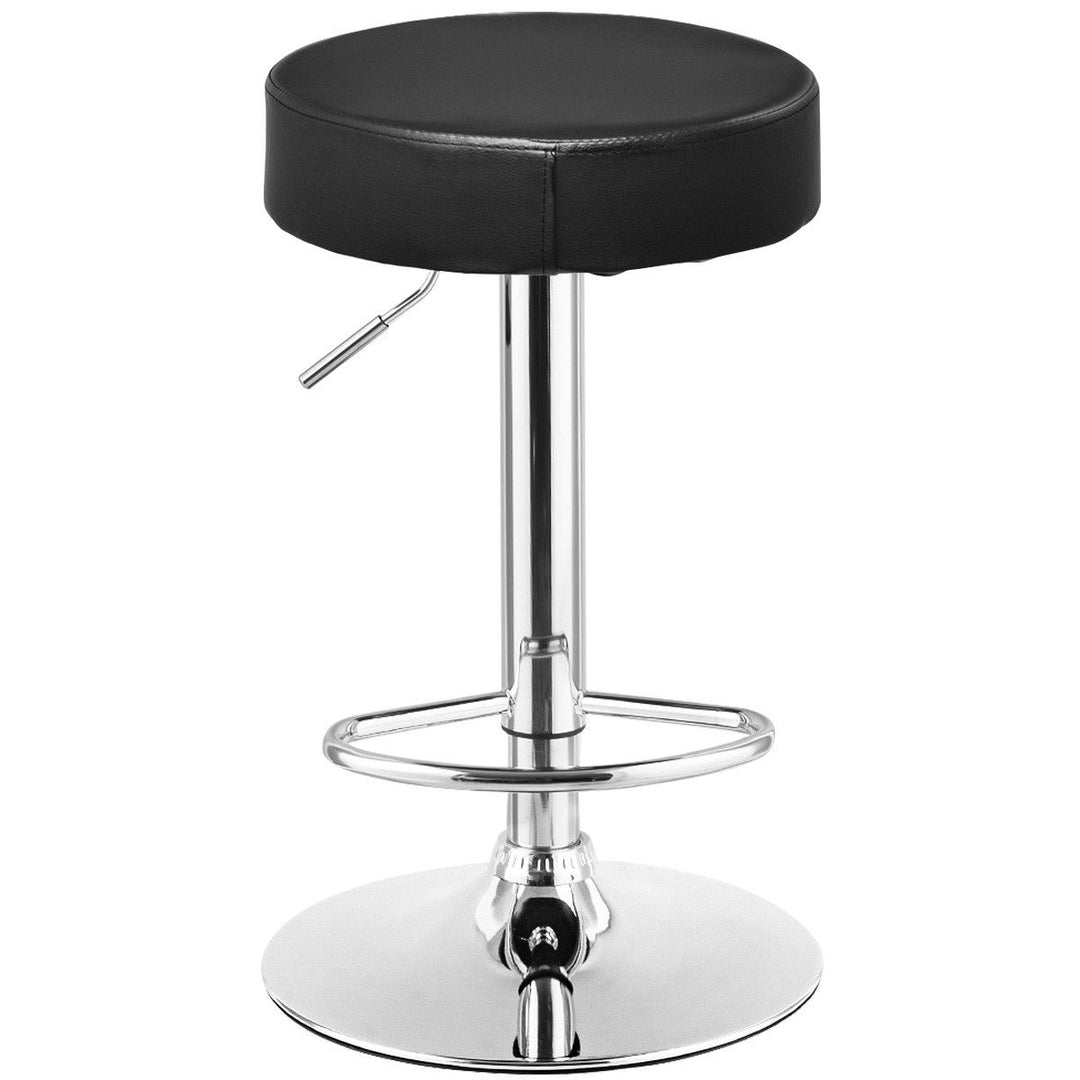 1 PC Bar Stool Round Leather Seat Chrome Leg Adjustable Hydraulic Swivel Black Image 2