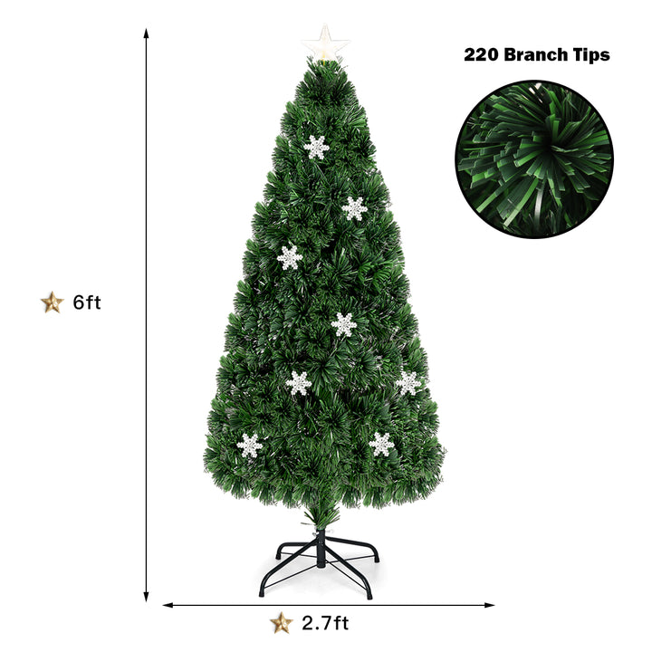 Fiber Optic 6 PVC Artificial Christmas Tree LED Lights Metal Stand Image 2