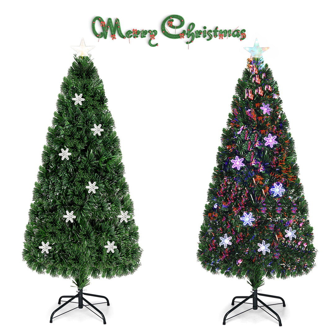 Fiber Optic 6 PVC Artificial Christmas Tree LED Lights Metal Stand Image 4