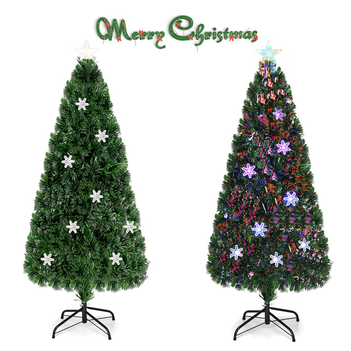 Fiber Optic 6 PVC Artificial Christmas Tree LED Lights Metal Stand Image 4