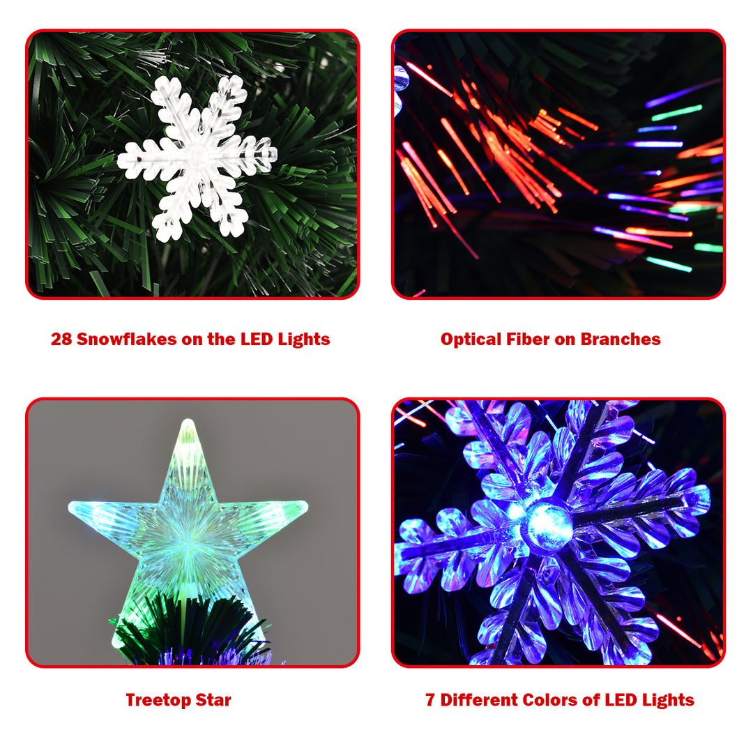 Fiber Optic 6 PVC Artificial Christmas Tree LED Lights Metal Stand Image 6