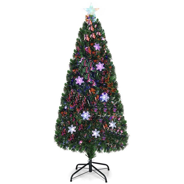 Fiber Optic 6 PVC Artificial Christmas Tree LED Lights Metal Stand Image 10