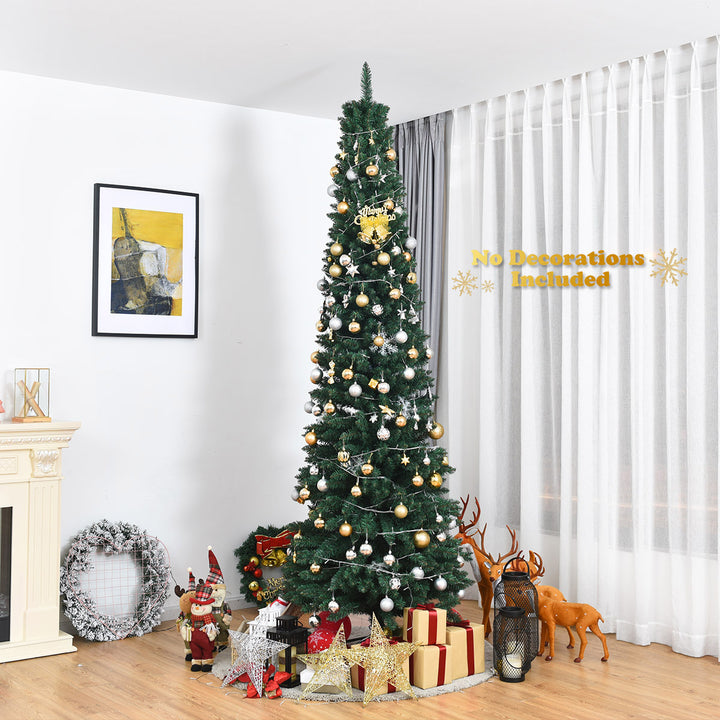 9 PVC Artificial Christmas Tree Holiday Decor Slim Pencil Tree Metal Stand Image 7