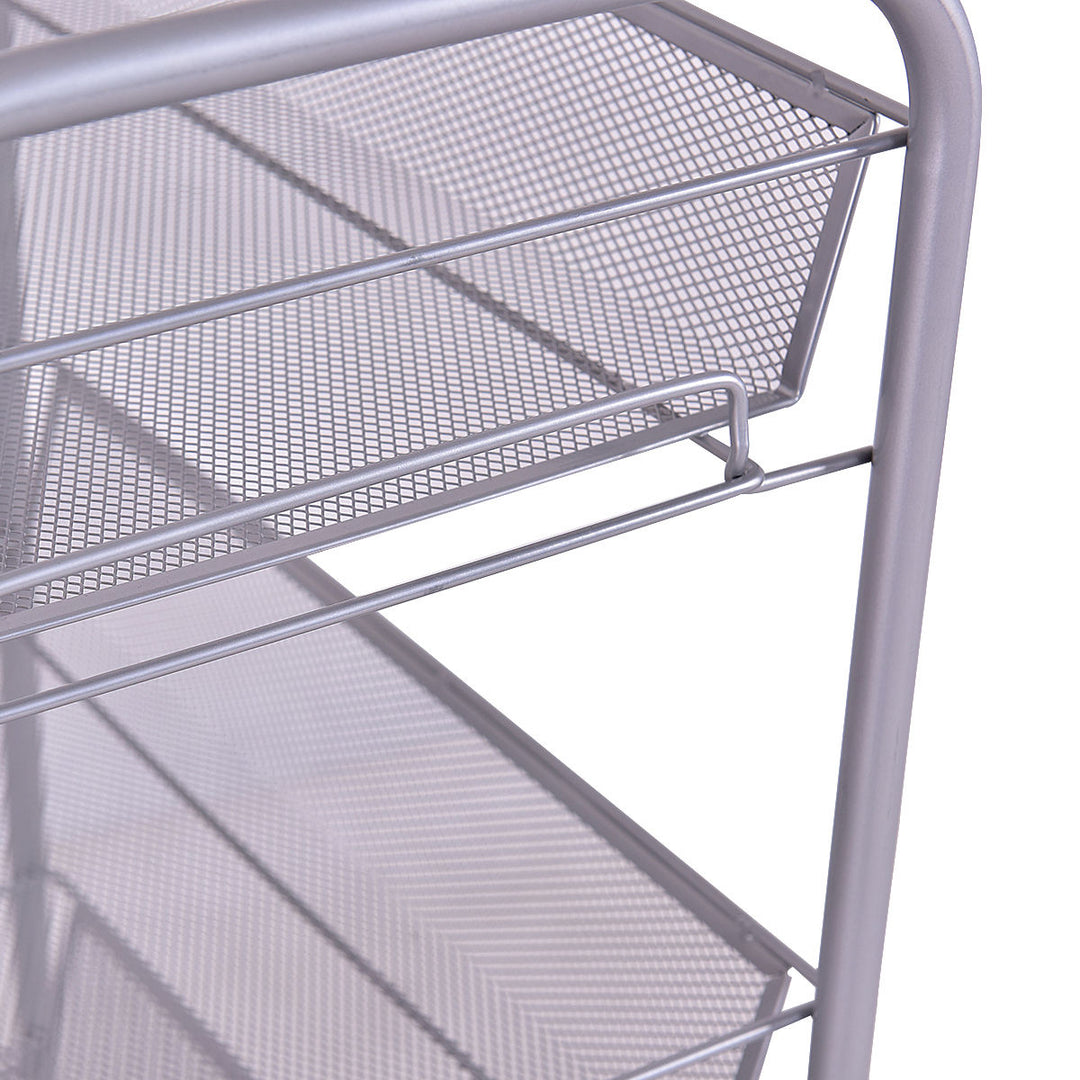 4 Tier Storage Rack Trolley Cart Home Kitchen Organizer Utility Baskets Silver Image 7